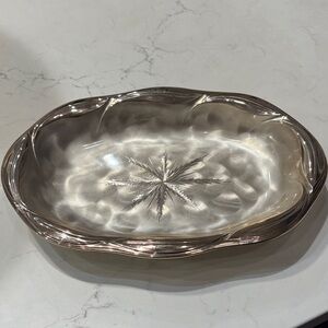 WMF Ikora Vintage Silver Plated Footed Dish Tray Oval Star Design Luster MCM